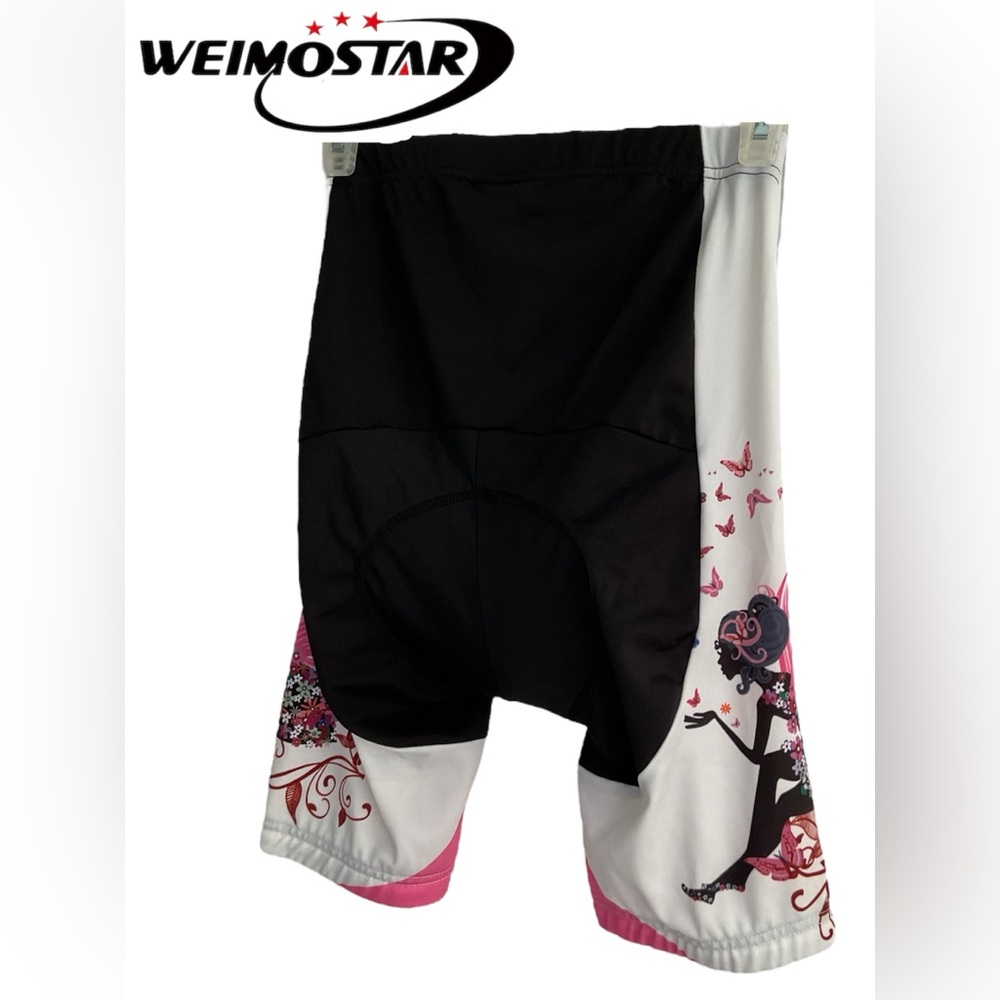 🌺Weimostar Women's Black and White Bike Shorts with Pink Accents